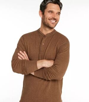 L.L. Bean Men's Two Layer River Driver's Shirt Traditional Fit Henley Wool Large